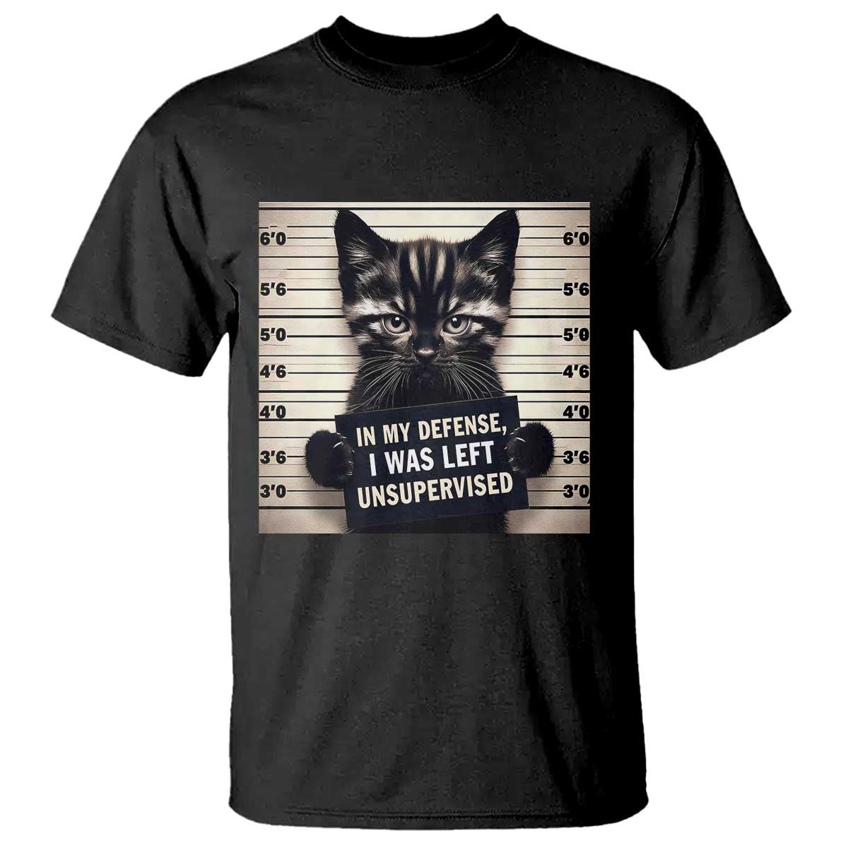 Funny Bad Cat Attitude T Shirt In My Defense I Was Left Unsupervised TS12 Black Print Your Wear