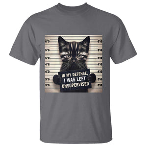 Funny Bad Cat Attitude T Shirt In My Defense I Was Left Unsupervised TS12 Charcoal Print Your Wear