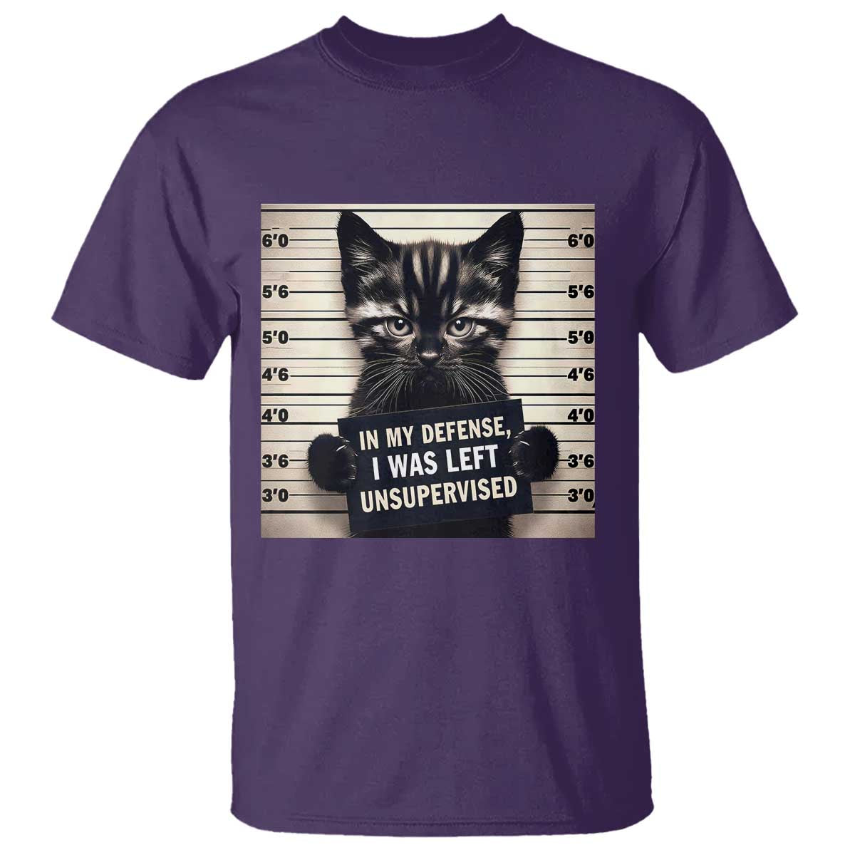 Funny Bad Cat Attitude T Shirt In My Defense I Was Left Unsupervised TS12 Purple Print Your Wear
