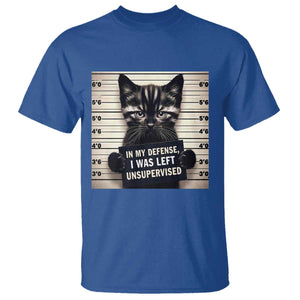 Funny Bad Cat Attitude T Shirt In My Defense I Was Left Unsupervised TS12 Royal Blue Print Your Wear