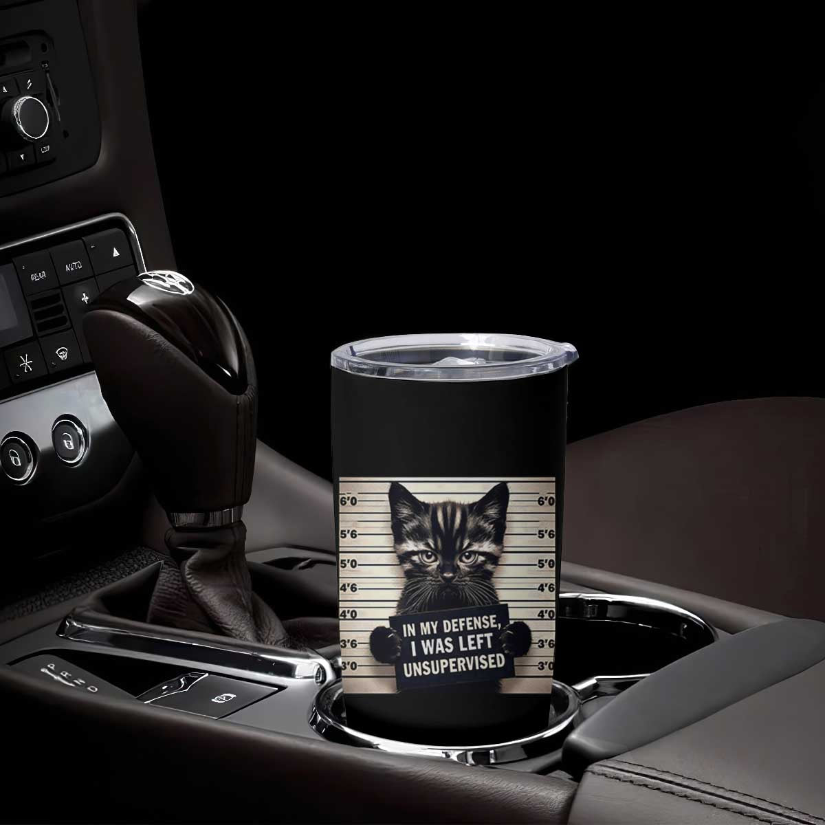 Funny Bad Cat Attitude Tumbler Cup In My Defense I Was Left Unsupervised TS12 Print Your Wear