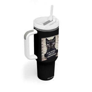 Funny Bad Cat Attitude Tumbler With Handle In My Defense I Was Left Unsupervised TS12 Print Your Wear