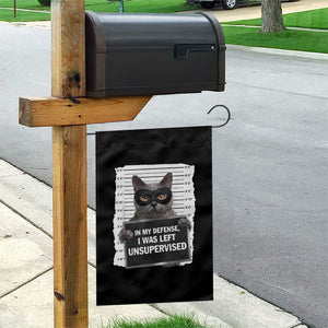 Funny Cat Mugshot Garden Flag In My Defense I Was Left Unsupervised TS12 Print Your Wear
