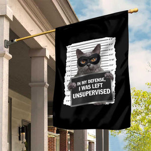 Funny Cat Mugshot Garden Flag In My Defense I Was Left Unsupervised TS12 Print Your Wear