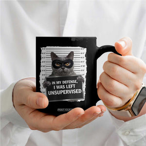 Funny Cat Mugshot Coffee Mug In My Defense I Was Left Unsupervised TS12 Print Your Wear