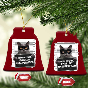 Funny Cat Mugshot Ceramic Ornament In My Defense I Was Left Unsupervised TS12 Print Your Wear