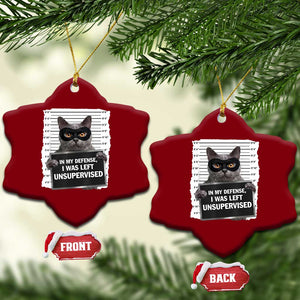 Funny Cat Mugshot Ceramic Ornament In My Defense I Was Left Unsupervised TS12 Print Your Wear
