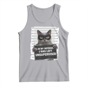 Funny Cat Mugshot Tank Top In My Defense I Was Left Unsupervised TS12 Athletic Heather Print Your Wear