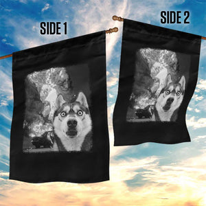 Funny Husky Chaos Garden Flag Cool Dog Selfie With Burning Car TS12 Print Your Wear