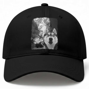 Funny Husky Chaos Baseball Cap Cool Dog Selfie With Burning Car TS12 Print Your Wear