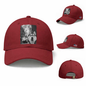 Funny Husky Chaos Baseball Cap Cool Dog Selfie With Burning Car TS12 Baseball Cap Universal Fit Cherry Red Print Your Wear