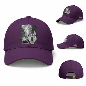 Funny Husky Chaos Baseball Cap Cool Dog Selfie With Burning Car TS12 Baseball Cap Universal Fit Purple Print Your Wear