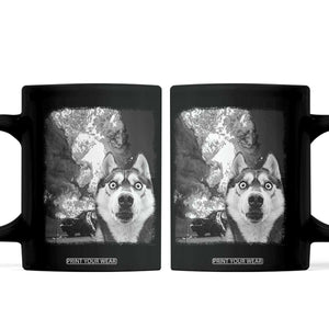 Funny Husky Chaos Coffee Mug Cool Dog Selfie With Burning Car TS12 Black Print Your Wear