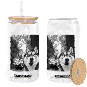 Funny Husky Chaos Glass Can Cool Dog Selfie With Burning Car TS12 Print Your Wear