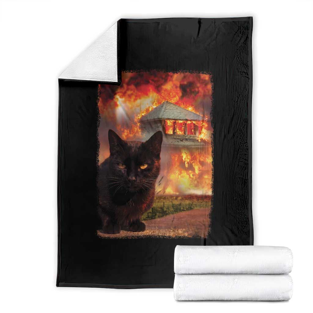 Funny Crazy Cat Selfie Throw Blanket Bad Kitty Chaos Humor Graphic TS12 Black Print Your Wear