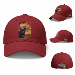 Funny Crazy Cat Selfie Baseball Cap Bad Kitty Chaos Humor Graphic TS12 Baseball Cap Universal Fit Cherry Red Print Your Wear