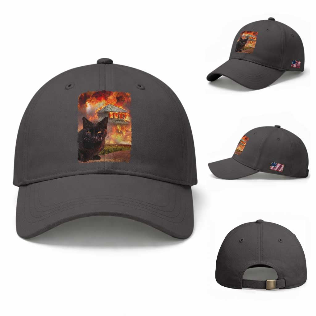 Funny Crazy Cat Selfie Baseball Cap Bad Kitty Chaos Humor Graphic TS12 Baseball Cap Universal Fit Dark Gray Print Your Wear