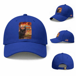 Funny Crazy Cat Selfie Baseball Cap Bad Kitty Chaos Humor Graphic TS12 Baseball Cap Universal Fit Royal Blue Print Your Wear