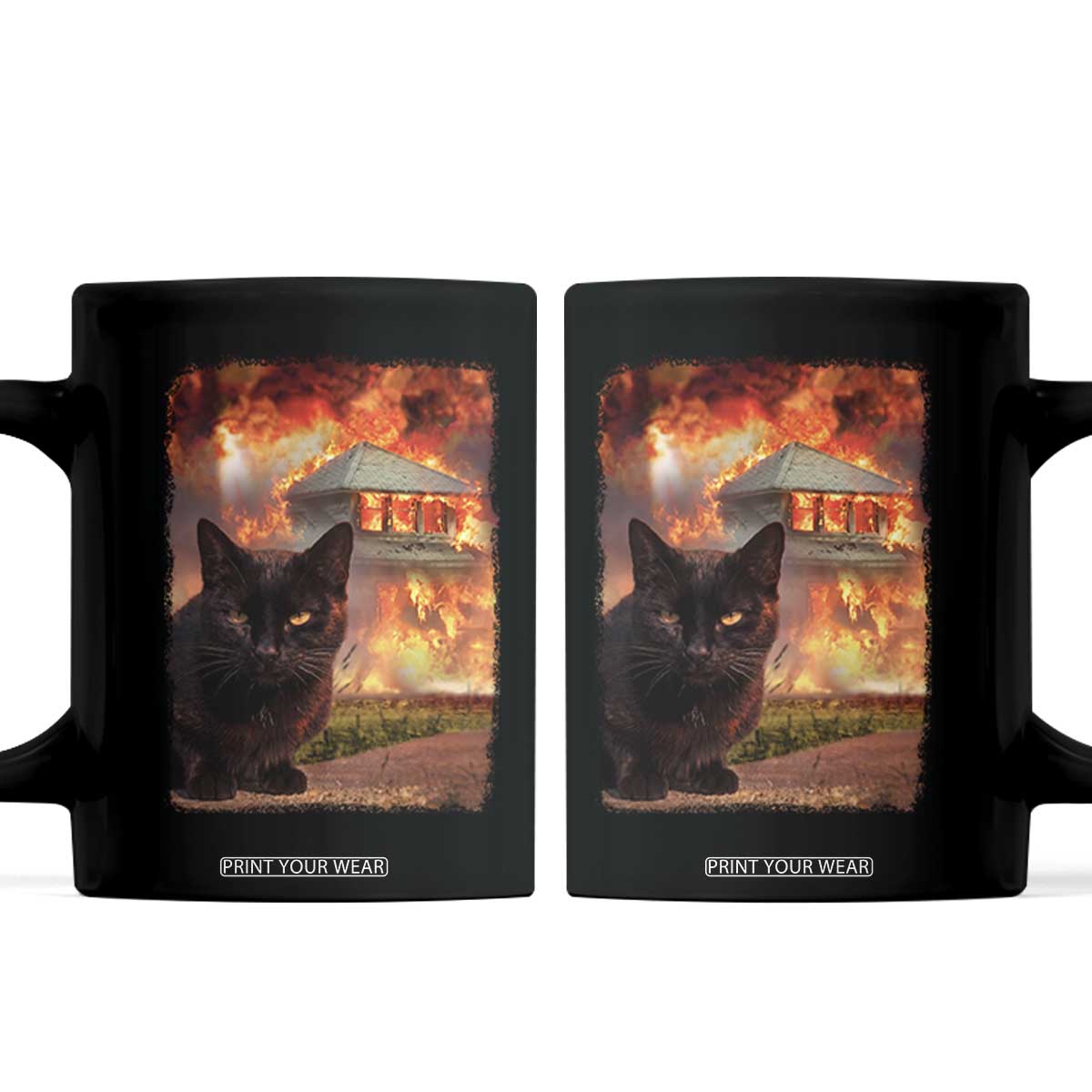 Funny Crazy Cat Selfie Coffee Mug Bad Kitty Chaos Humor Graphic TS12 Black Print Your Wear