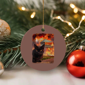 Funny Crazy Cat Selfie Ceramic Ornament Bad Kitty Chaos Humor Graphic TS12 1pc Mocha Print Your Wear
