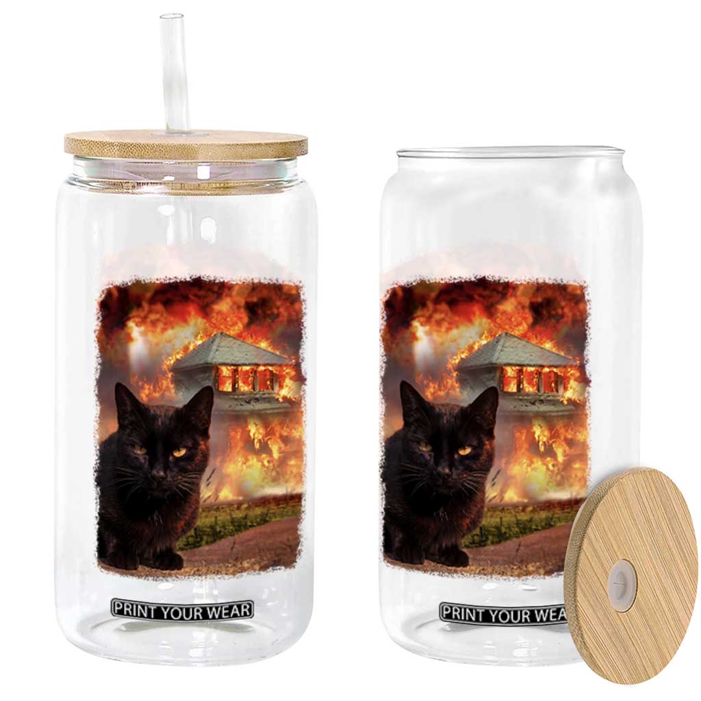 Funny Crazy Cat Selfie Glass Can Bad Kitty Chaos Humor Graphic TS12 Print Your Wear