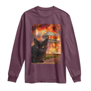 Funny Crazy Cat Selfie Long Sleeve Shirt Bad Kitty Chaos Humor Graphic TS12 Maroon Print Your Wear