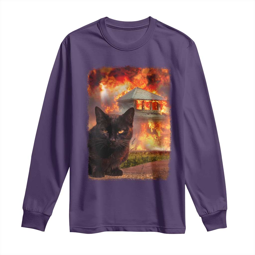 Funny Crazy Cat Selfie Long Sleeve Shirt Bad Kitty Chaos Humor Graphic TS12 Purple Print Your Wear