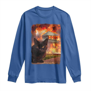 Funny Crazy Cat Selfie Long Sleeve Shirt Bad Kitty Chaos Humor Graphic TS12 Royal Blue Print Your Wear