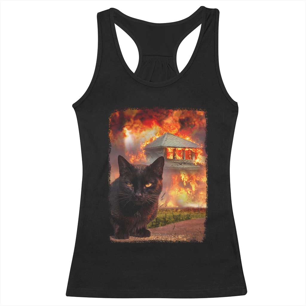 Funny Crazy Cat Selfie Racerback Tank Top Bad Kitty Chaos Humor Graphic TS12 Black Print Your Wear