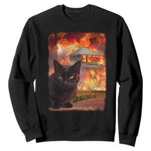Funny Crazy Cat Selfie Sweatshirt Bad Kitty Chaos Humor Graphic TS12 Black Print Your Wear