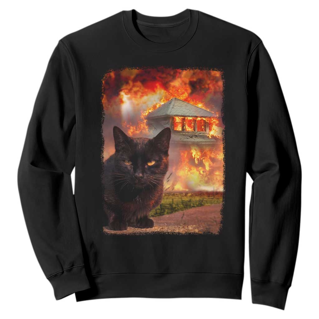 Funny Crazy Cat Selfie Sweatshirt Bad Kitty Chaos Humor Graphic TS12 Black Print Your Wear
