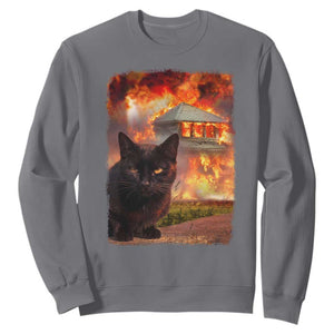 Funny Crazy Cat Selfie Sweatshirt Bad Kitty Chaos Humor Graphic TS12 Charcoal Print Your Wear