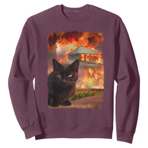 Funny Crazy Cat Selfie Sweatshirt Bad Kitty Chaos Humor Graphic TS12 Maroon Print Your Wear