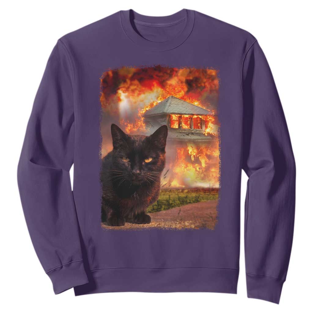 Funny Crazy Cat Selfie Sweatshirt Bad Kitty Chaos Humor Graphic TS12 Purple Print Your Wear