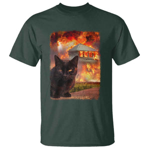 Funny Crazy Cat Selfie T Shirt Bad Kitty Chaos Humor Graphic TS12 Dark Forest Green Print Your Wear