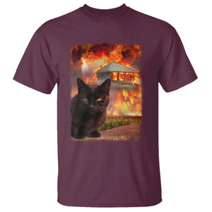 Funny Crazy Cat Selfie T Shirt Bad Kitty Chaos Humor Graphic TS12 Maroon Print Your Wear