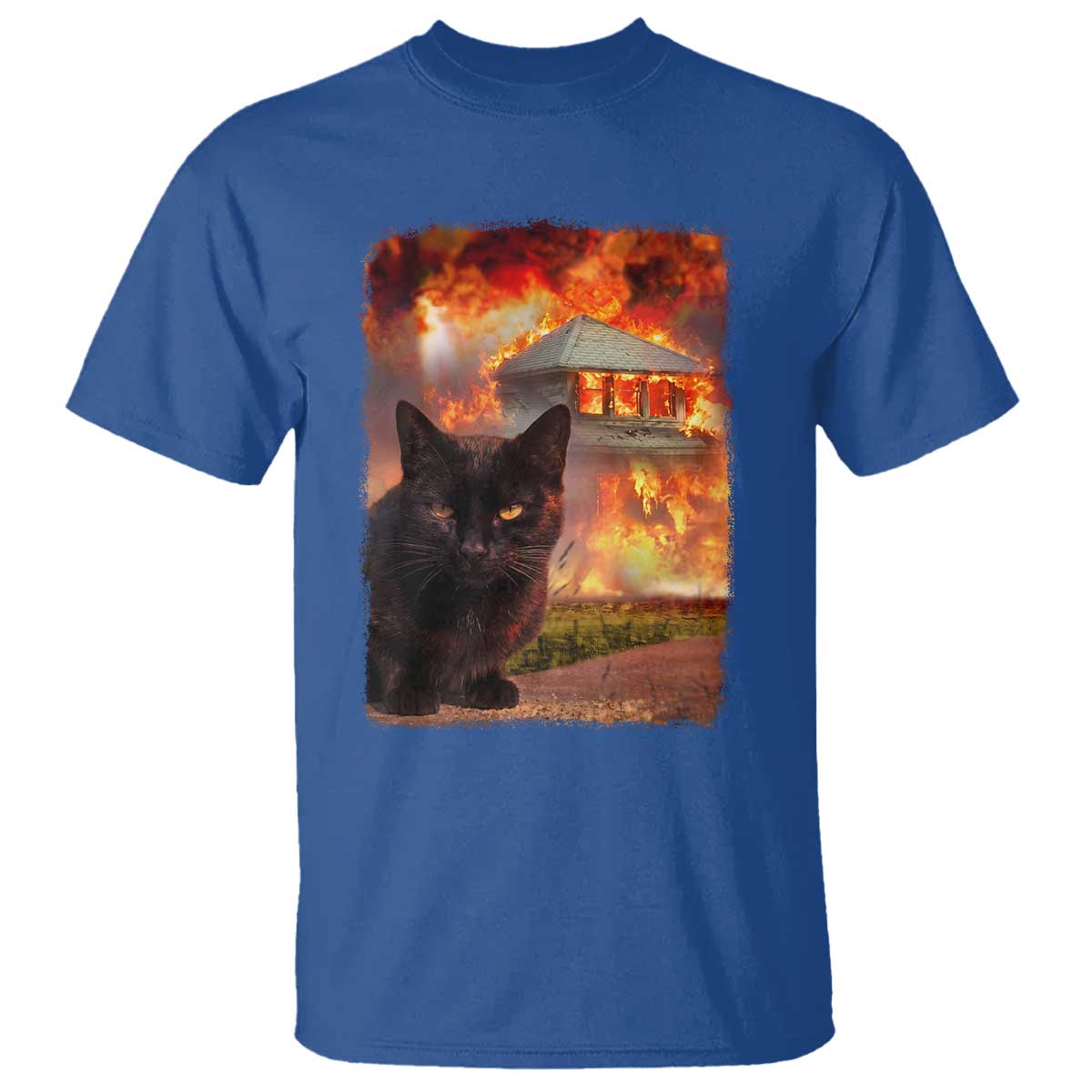 Funny Crazy Cat Selfie T Shirt Bad Kitty Chaos Humor Graphic TS12 Royal Blue Print Your Wear