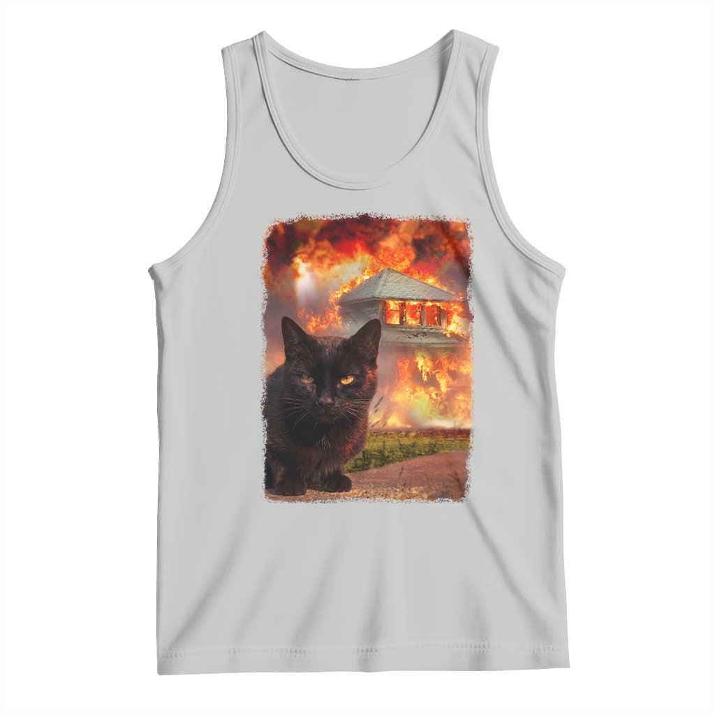Funny Crazy Cat Selfie Tank Top Bad Kitty Chaos Humor Graphic TS12 Ash Print Your Wear