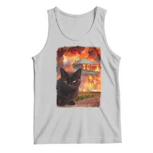 Funny Crazy Cat Selfie Tank Top Bad Kitty Chaos Humor Graphic TS12 Ash Print Your Wear