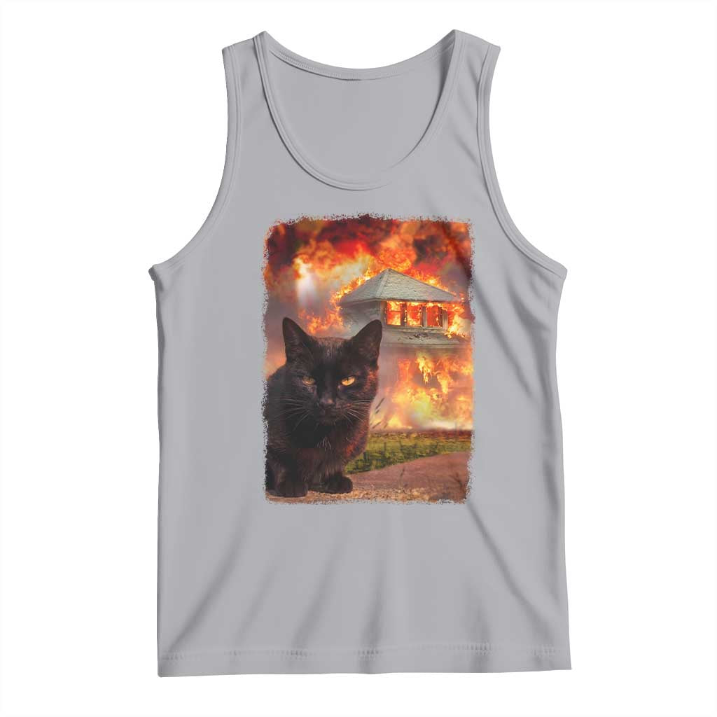 Funny Crazy Cat Selfie Tank Top Bad Kitty Chaos Humor Graphic TS12 Athletic Heather Print Your Wear