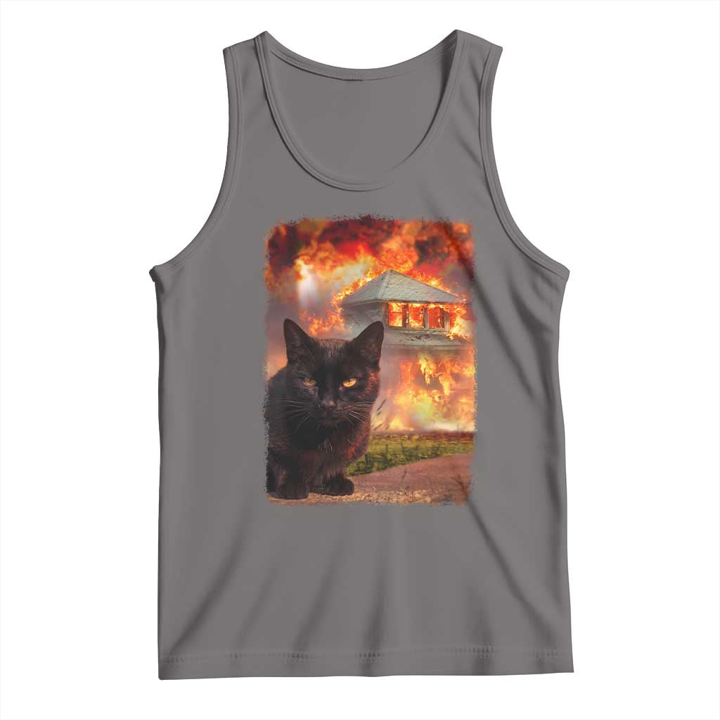 Funny Crazy Cat Selfie Tank Top Bad Kitty Chaos Humor Graphic TS12 Deep Heather Print Your Wear