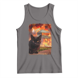 Funny Crazy Cat Selfie Tank Top Bad Kitty Chaos Humor Graphic TS12 Deep Heather Print Your Wear