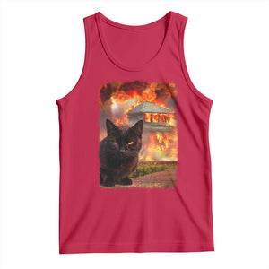 Funny Crazy Cat Selfie Tank Top Bad Kitty Chaos Humor Graphic TS12 Red Print Your Wear