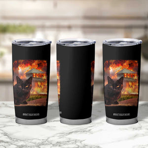 Funny Crazy Cat Selfie Tumbler Cup Bad Kitty Chaos Humor Graphic TS12 Print Your Wear