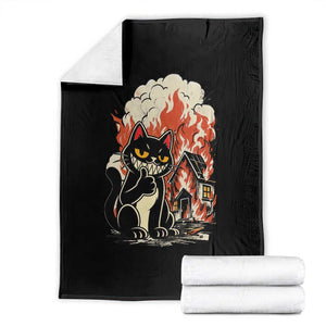 Funny Trouble Maker Cat Throw Blanket Cute Mischief Graphic Gift For Cat Lover TS12 Black Print Your Wear