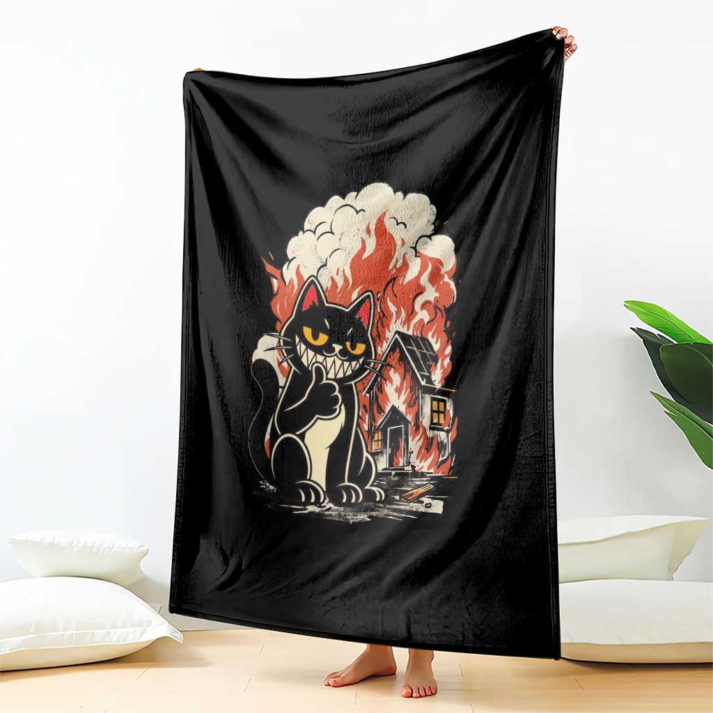 Funny Trouble Maker Cat Throw Blanket Cute Mischief Graphic Gift For Cat Lover TS12 Print Your Wear