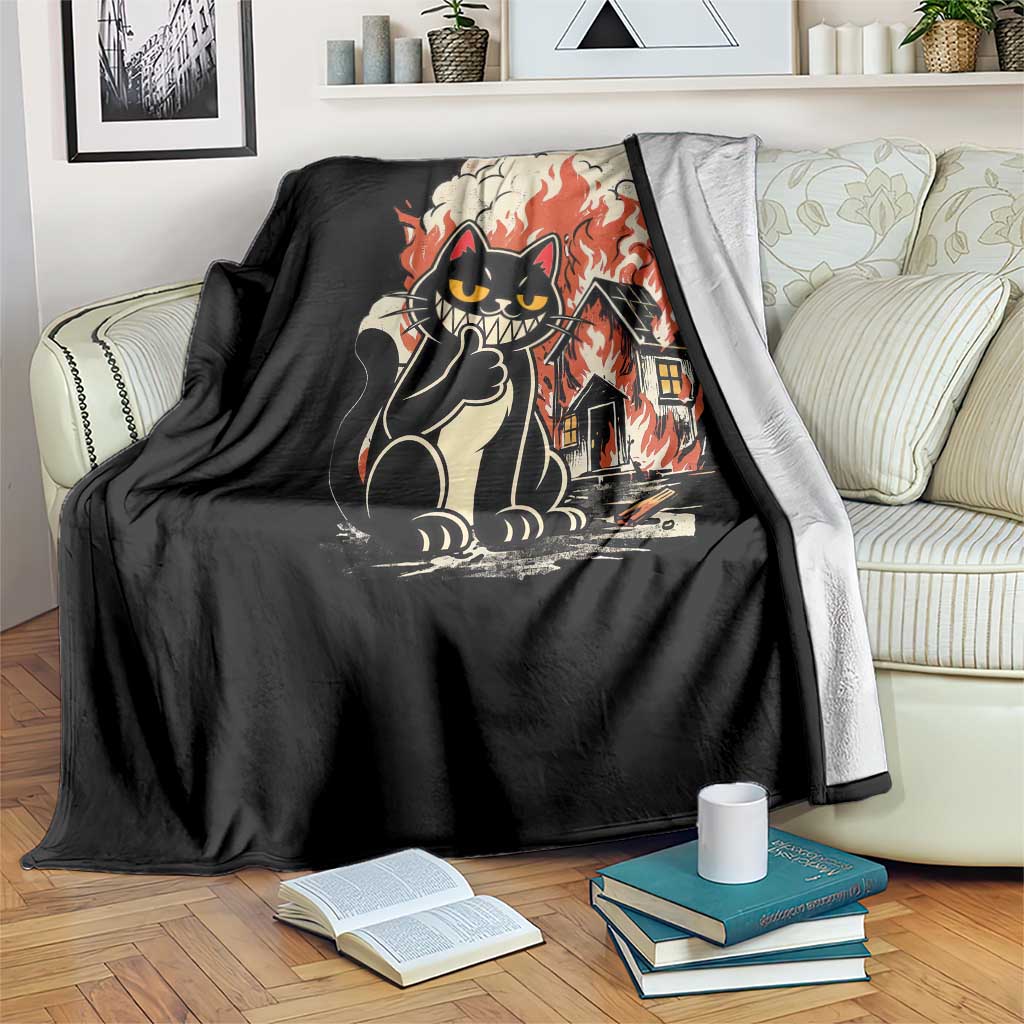 Funny Trouble Maker Cat Throw Blanket Cute Mischief Graphic Gift For Cat Lover TS12 Print Your Wear