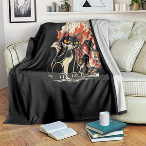 Funny Trouble Maker Cat Throw Blanket Cute Mischief Graphic Gift For Cat Lover TS12 Print Your Wear