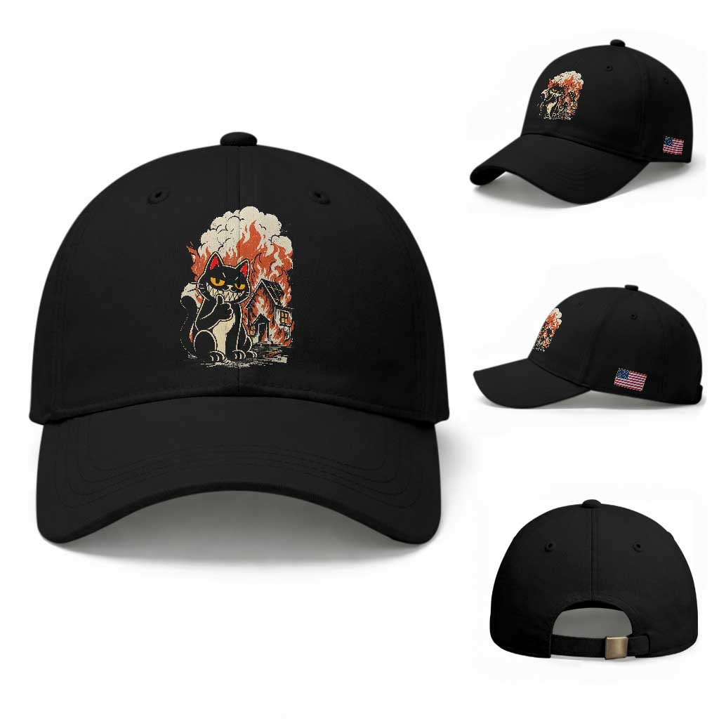 Funny Trouble Maker Cat Baseball Cap Cute Mischief Graphic Gift For Cat Lover TS12 Baseball Cap Universal Fit Black Print Your Wear