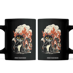 Funny Trouble Maker Cat Coffee Mug Cute Mischief Graphic Gift For Cat Lover TS12 Black Print Your Wear